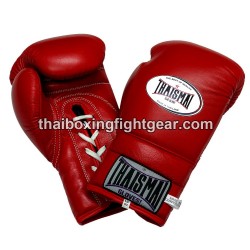 THAISMAI BG121 Muay Thai Boxing Gloves Leather lace up Red