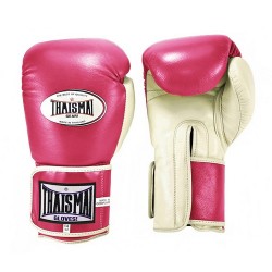 THAISMAI BGLW Longwrist Muay Thai Boxing Gloves Leather Pink White