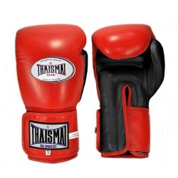 THAISMAI BGLW Longwrist Muay Thai Boxing Gloves Leather Red Black