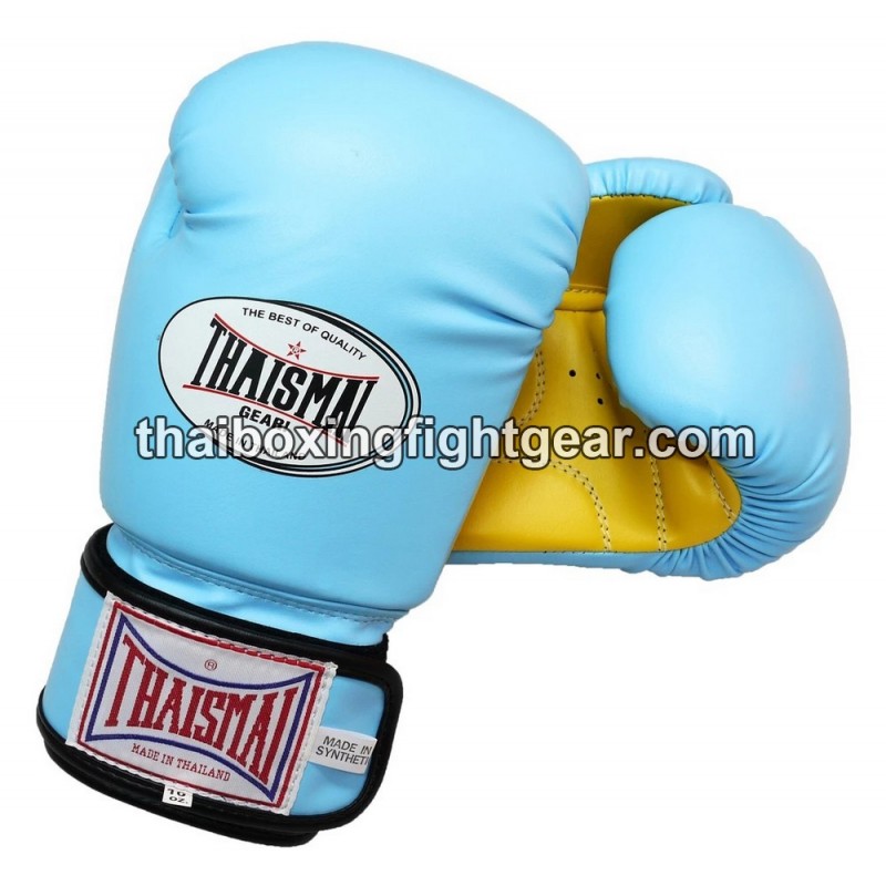 Muay Thai Boxing  Kids Gloves Thaismai BG124 Synthetic Light Blue Yellow