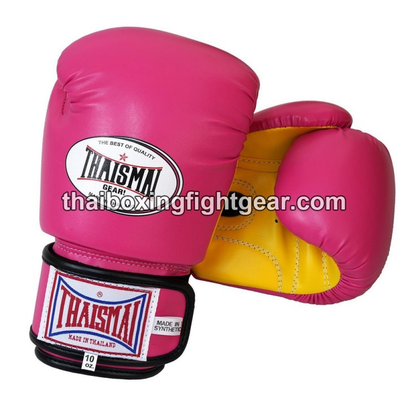 Muay Thai Boxing  Kids Gloves Thaismai BG124 Synthetic Pink Yellow