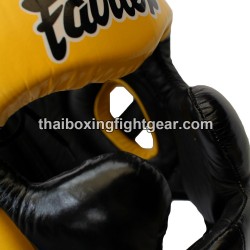 Fairtex HG-13 Muay Thai / MMA Sparring Head Guard Leather  Yellow | Protections