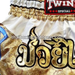 Twins Muay Thai Boxing Shorts Gold white | Shorts