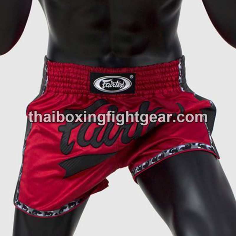 Fairtex slim cut Muay Thai Boxing shorts BS1703 red black | Shorts