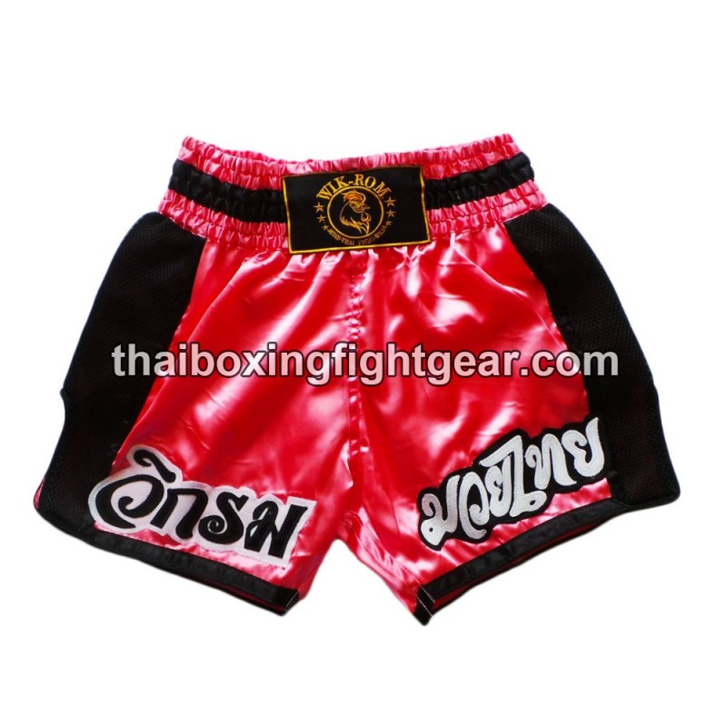 Wik-Rom Muay Thai  boxing shorts Pink / Black | Muay Thai Shorts