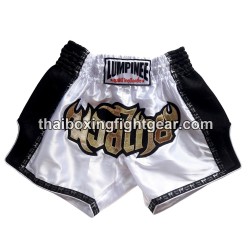 Lumpinee Muay Thai Shorts Retro "White / Black" | Muay Thai Shorts