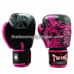 Twins Boxing Gloves Thaiboxing "WOLF" FBGVL3-50 Black Pink | Gloves