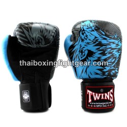 Twins Boxing Gloves Thaiboxing "WOLF" FBGVL3-50 Black Turquoise | Gloves