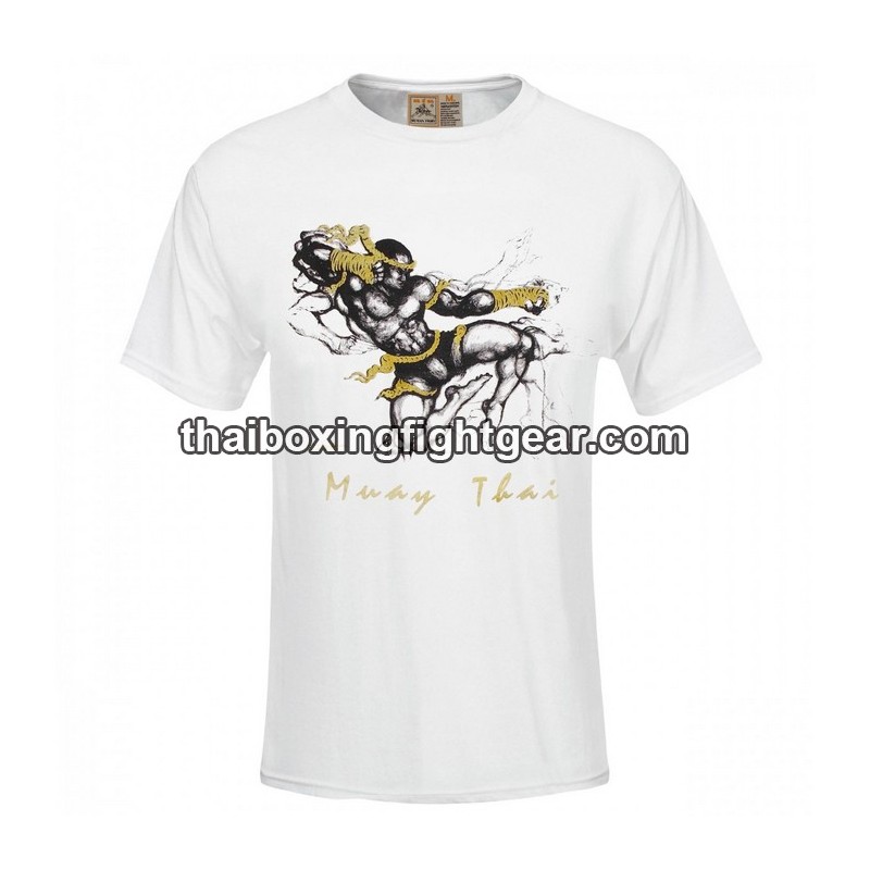 Human Fight T-shirt "JUMPING KNEE-KICK" White | T-shirts