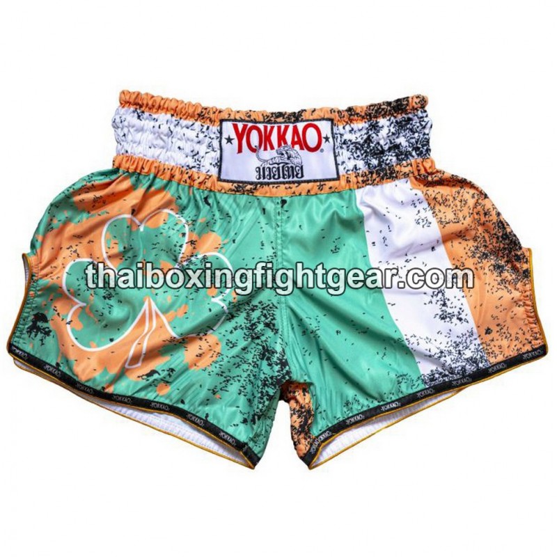 Yokkao Carbon Fit Muay Thai Gear Boxing Shorts Irish Flag | Yokkao