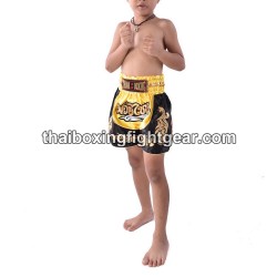 Short de Boxe Thai Enfant Jaune Noir Thaiboxing | Kids
