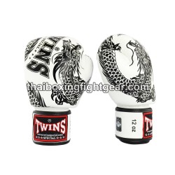 Twins Boxing Gloves Thaiboxing FBGVL3-49 "Dragon" White | Gloves
