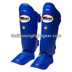 Twins SGL10 Blue Double Padded Leather Shin Pads/Guards