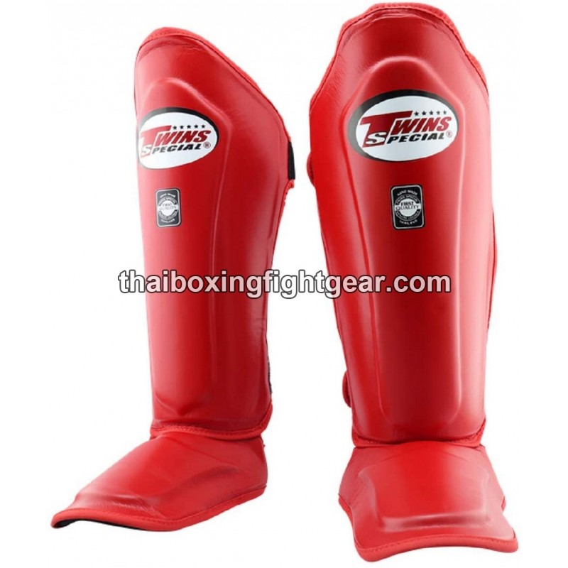 Twins SGL10 Red Double Padded Leather Shin Pads/Guards | Protections