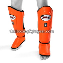 Twins SGL10 Orange Double Padded Leather Shin Pads / Guards