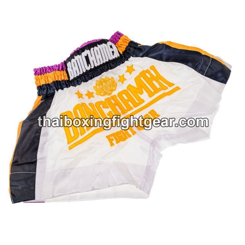 Buakaw Banchamek Muay Thai Boxing Shorts BFG4-5 WHITE PURPLE GOLD | Shorts