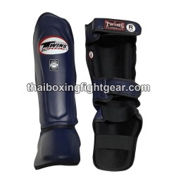 Twins SGL10 Double Padded Leather Shin Pads / Guards "Navy" | Protections