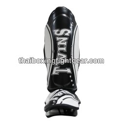 Twins FSGL-10 TW4 Double Padded Leather Shin Pads / Guards "Black White" | Protections