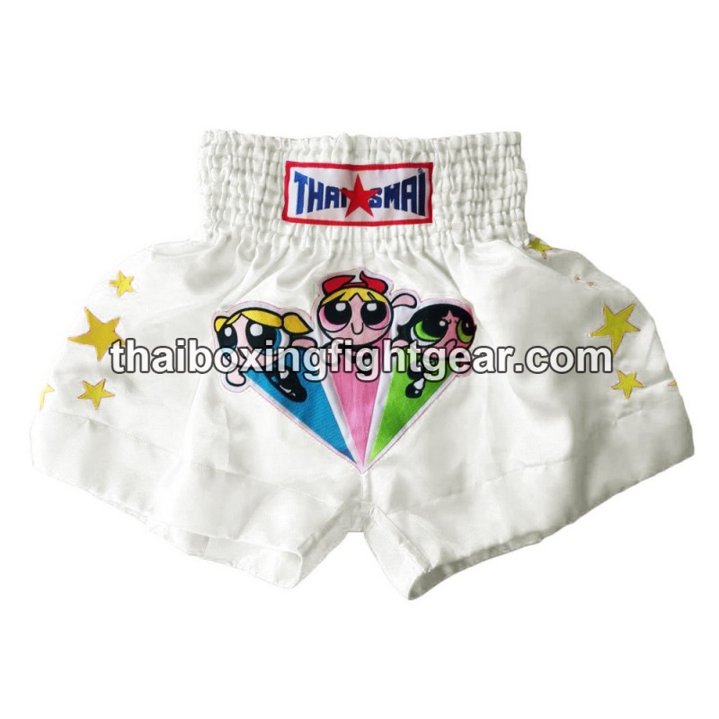 Thaismai Muay Thai Boxing Shorts "Powerpuff" White | Shorts