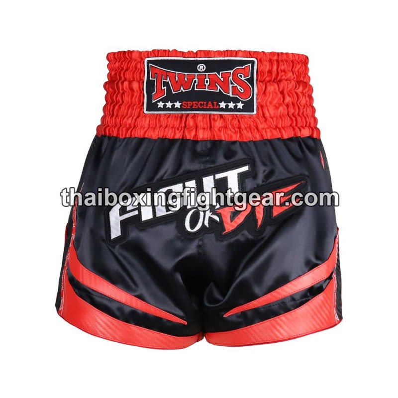 Twins Muay Thai Boxing Shorts TBS-FIGHTORDIE "Black Red" Twins - 1