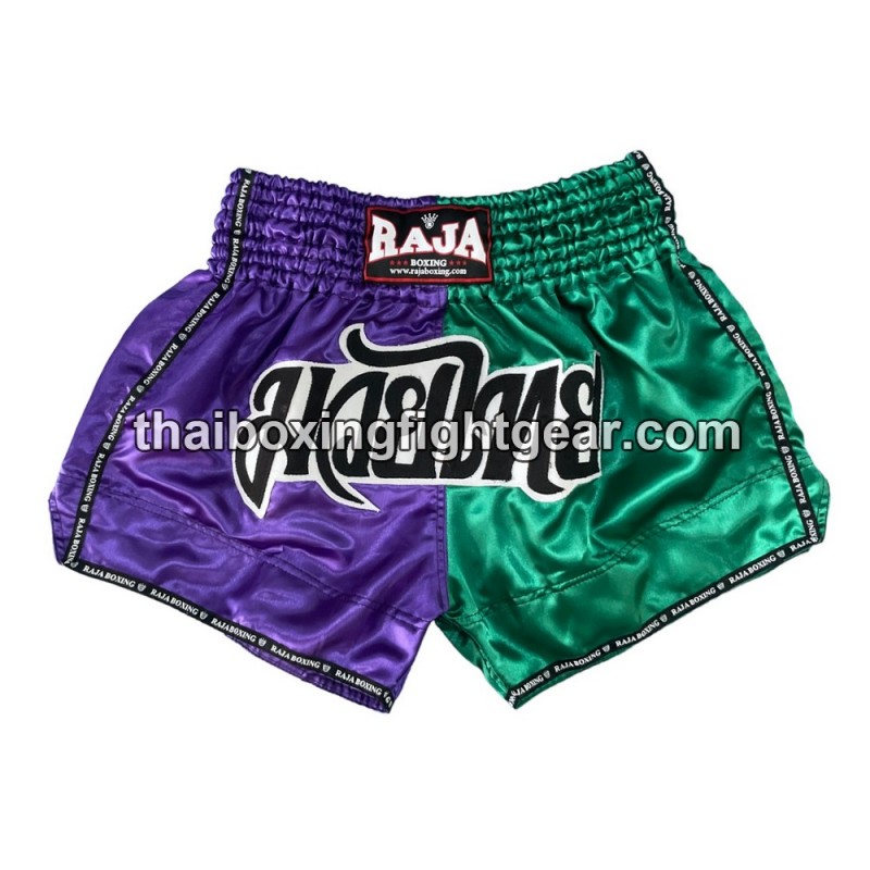 Raja Boxing Muay Thai Boxing Shorts Bi-Color Purple Green Raja - 1