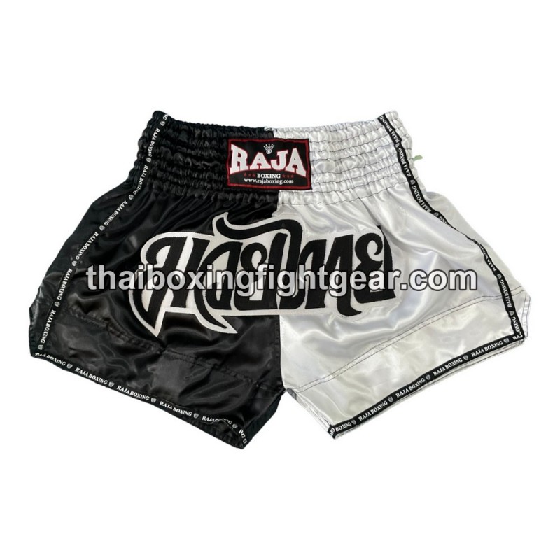 Raja Boxing Muay Thai Boxing Shorts Bi-Color Black White Raja - 1