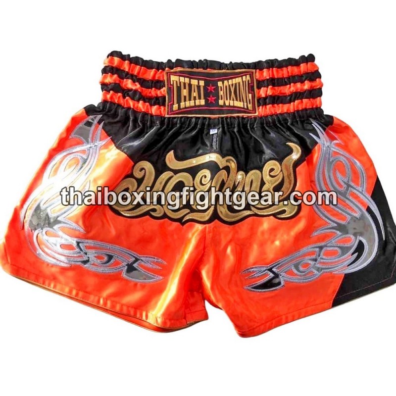 Muay Thai Boxing Shorts Orange Black