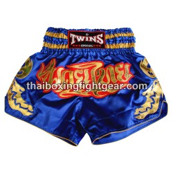 Twins Muay Thai Boxing Shorts Satin Blue/Gold