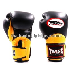 Muay Thai Gloves Twins BGVL11 BLACK YELLOW Boxing Gloves Twins - 1
