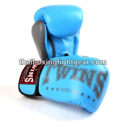 Muay Thai Gloves Twins BGVL3-2TA Light Blue Grey Boxing Gloves Twins - 1