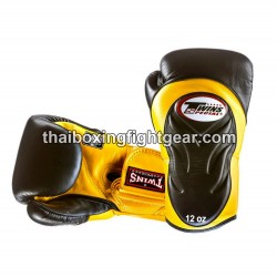 Muay Thai Boxing Gloves Twins BGVL6 Black Yellow Twins - 1