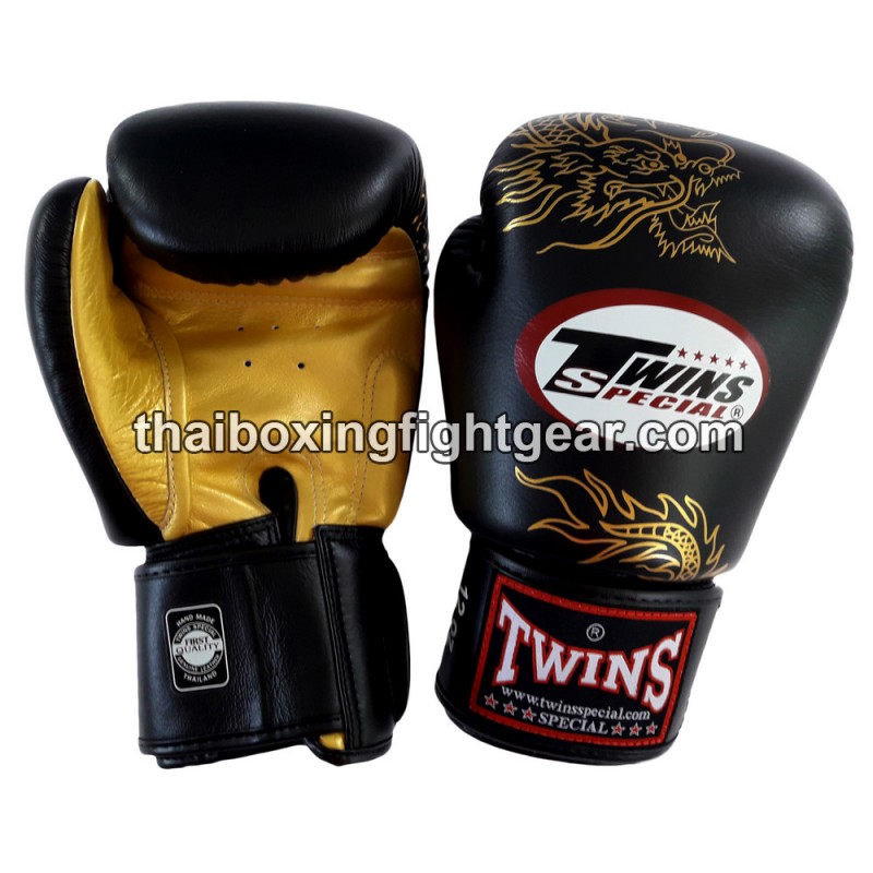 Twins Special Muay Thai Boxing Gloves 2 Tone Black-Gold 