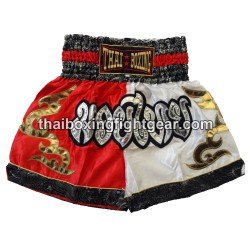 Short de boxe: Thaiboxing rouge / blanc