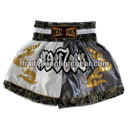 Muay Thai Boxing Shorts  Grey White