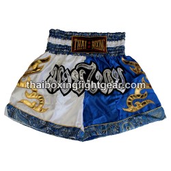 Short de boxe: Thaiboxing bleu / blanc | Shorts Boxe Thai