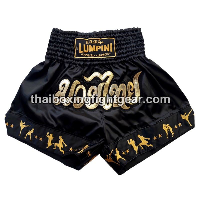 Short de boxe Thai Lumpini noir or | Shorts Boxe Thai