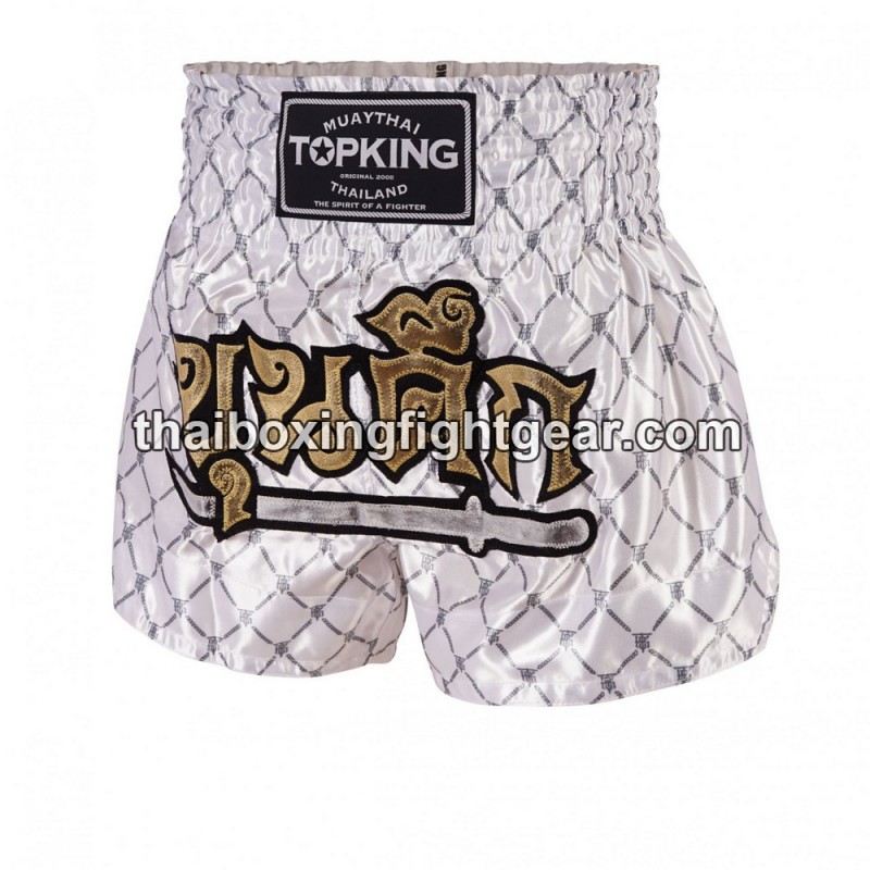 Top King Muay Thai Boxing Shorts TKTBS-213 White Silver Top King - 1