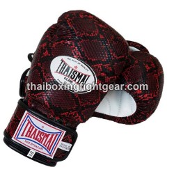 THAISMAI BG124 Muay Thai Boxing Gloves Leather "BOA" Black Red