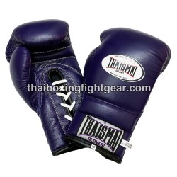 THAISMAI BG121 Muay Thai Boxing Gloves Leather lace up Blue