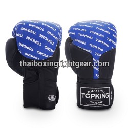 Top King Muay Thai boxing gloves FULL IMPACT DOUBLE TONE-TKBGFI Black Blue