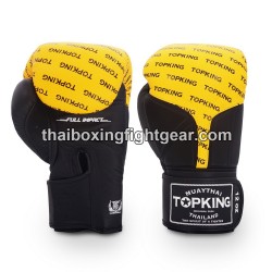 Top King Muay Thai boxing gloves FULL IMPACT DOUBLE TONE-TKBGFI Black Yellow