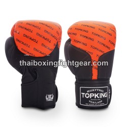 Top King Muay Thai boxing gloves FULL IMPACT DOUBLE TONE-TKBGFI Black Orange