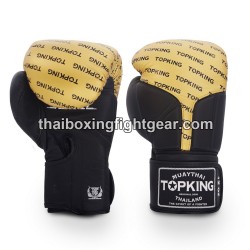 Top King Muay Thai boxing gloves FULL IMPACT DOUBLE TONE-TKBGFI Black Gold