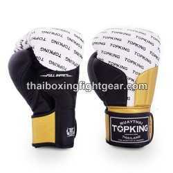 Top King Muay Thai boxing gloves FULL IMPACT TRIPLE TONE-TKBGFI Black Gold White
