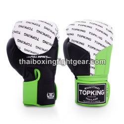 Top King Muay Thai boxing gloves FULL IMPACT TRIPLE TONE-TKBGFI Black Green White
