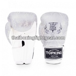 Top King Muay Thai boxing gloves SUPER AIR SNAKE-TKBGSS White Silver