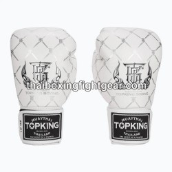 Top King Muay Thai boxing gloves TKBGCH-CHAIN White Silver