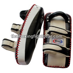 Fairtex Muay Thai / MMA Kicking pads, Leather  White / Black KPLC1 | Equipments