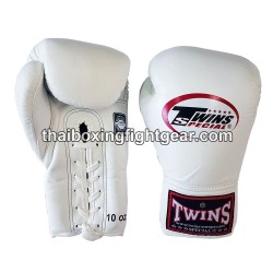 Twins Muay Thai Boxing Gloves BGLL1 White lace up