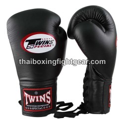 Twins Muay Thai Boxing Gloves BGLL1 Black lace up